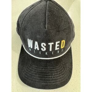 Travis, Matthew, beer happy black corduroy snapback hat “WASTED WEEKEND “